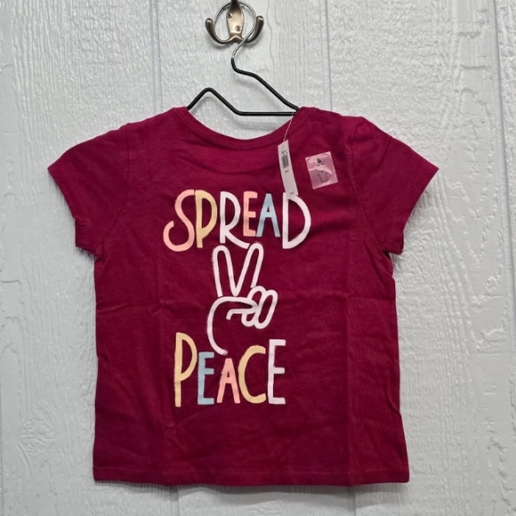 Small 6-7 Old Navy Kids Burgundy Peace Sign Tee - Picture 2 of 4